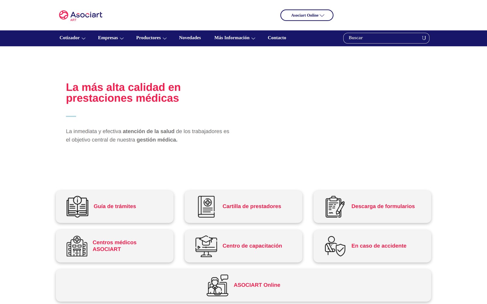 Companies section of asociart.com.ar