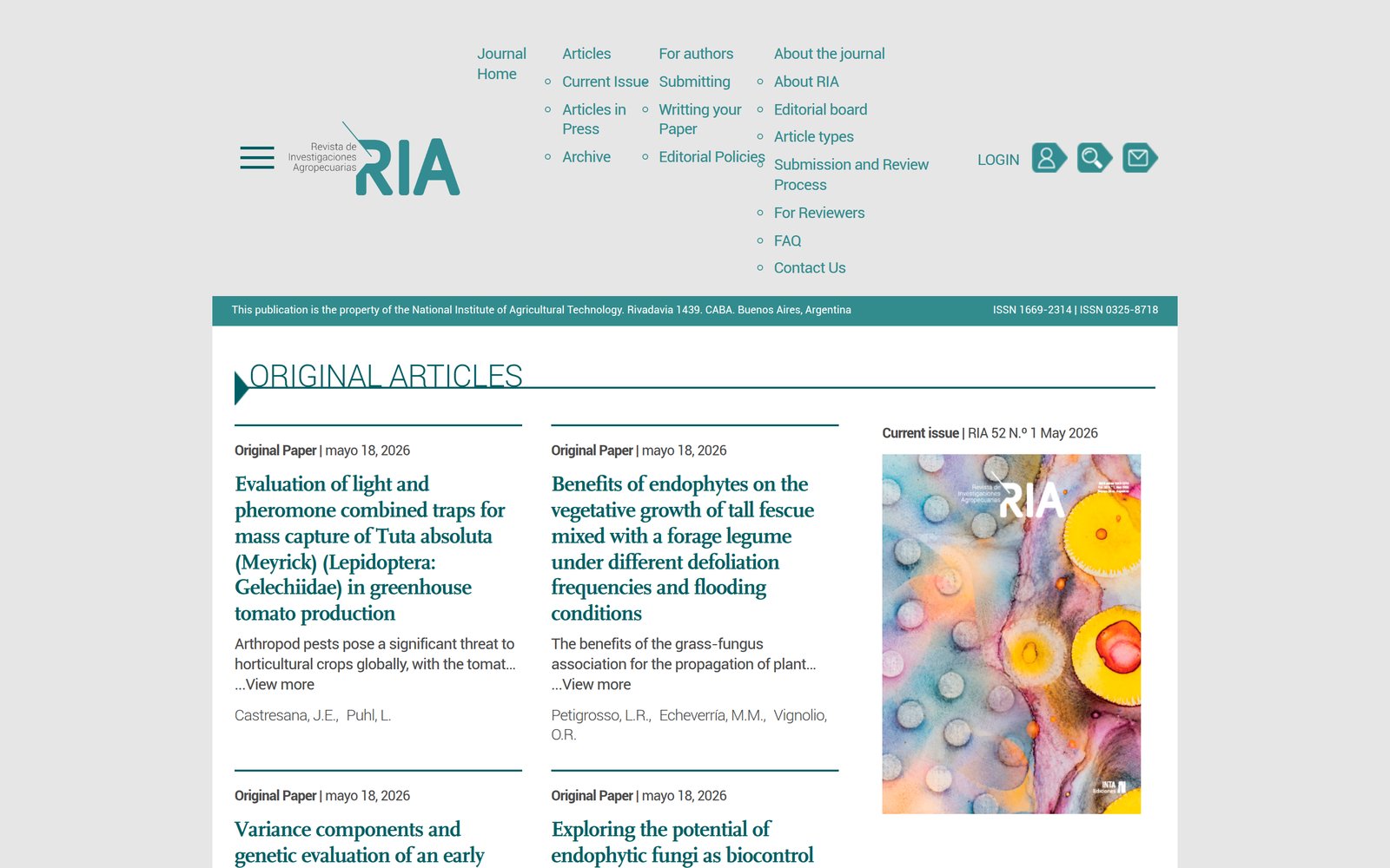 Revista de Investigaciones Agropecuarias RIA